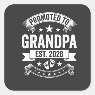 Sticker Carré Promu Grand-père Établ. 2026 Annonce Nouveau Grand