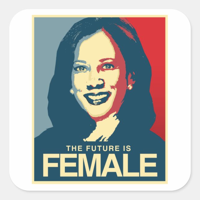 Sticker Carré Propagande de Kamala Harris - L'avenir est féminin (Devant)