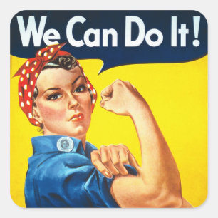 Sticker Carré Propagande Vintage Rosie Riveter