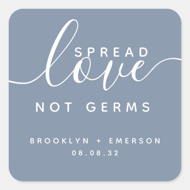 Sticker Carré Propager l'amour, pas les microbes Gel hydroalcool (Devant)