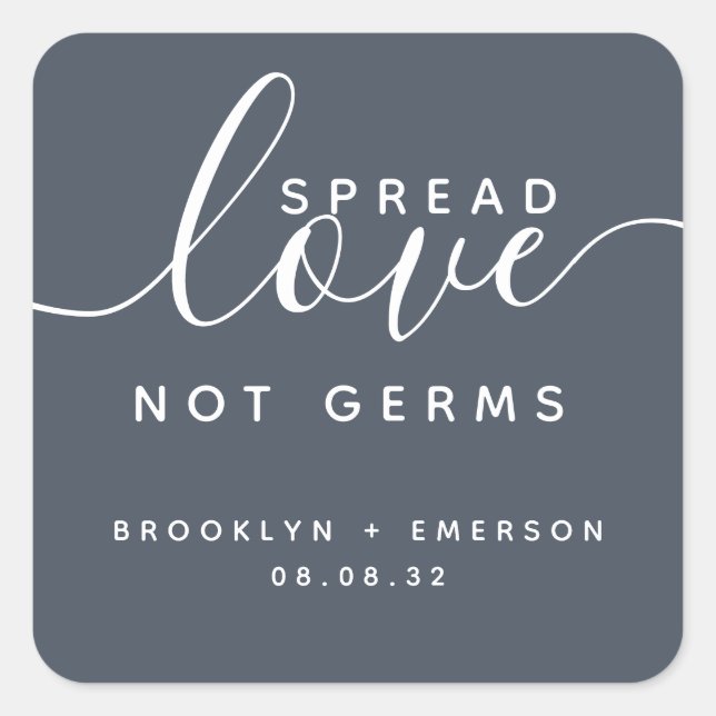 Sticker Carré Propager l'amour, pas les microbes Gel hydroalcool (Devant)