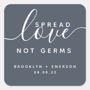 Sticker Carré Propager l'amour, pas les microbes Gel hydroalcool