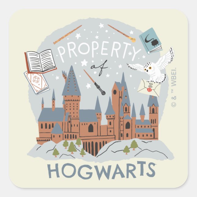 Sticker Carré Property of Hogwarts Cartoon Graphic (Devant)