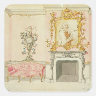 Sticker Carré Proposition d'aménagement intérieur du salon, 1755