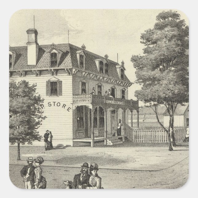 Sticker Carré Propriété de Wm V Reid, Villa Park, NJ (Devant)