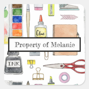 Sticker Carré Propriété personnalisée de la peinture à l'encre d