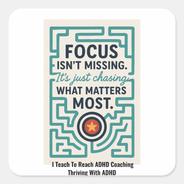 Sticker Carré Prospère avec le TDAH (Devant)