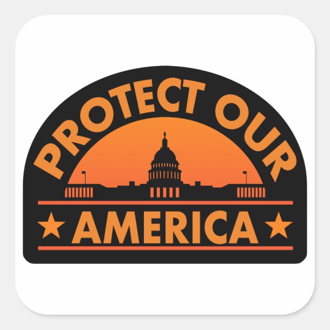 Sticker Carré Protect Our America – Anti-Trump Pro-Democracy (Devant)