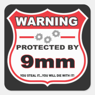Sticker Carré protégé par un bouclier de 9 mm