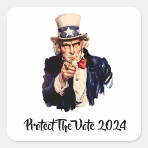 Sticker Carré Protéger L'Autocollant Carré Vote 2024