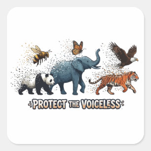 Sticker Carré Protéger les animaux sauvages sans voix en voie de