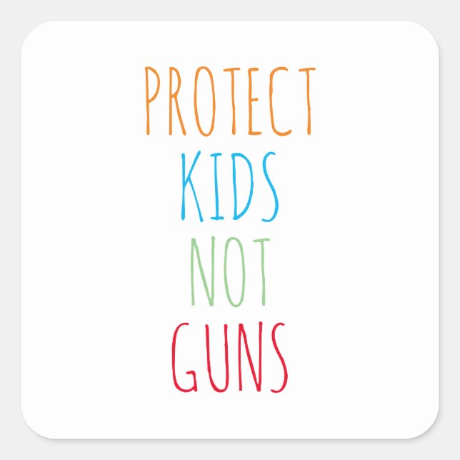 Sticker Carré Protéger les enfants Pas d'armes couleurs manuscri (Devant)