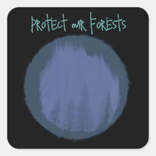 Sticker Carré Protéger nos forêts Art en Cercles Bleus