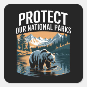 Sticker Carré Protéger nos parcs nationaux