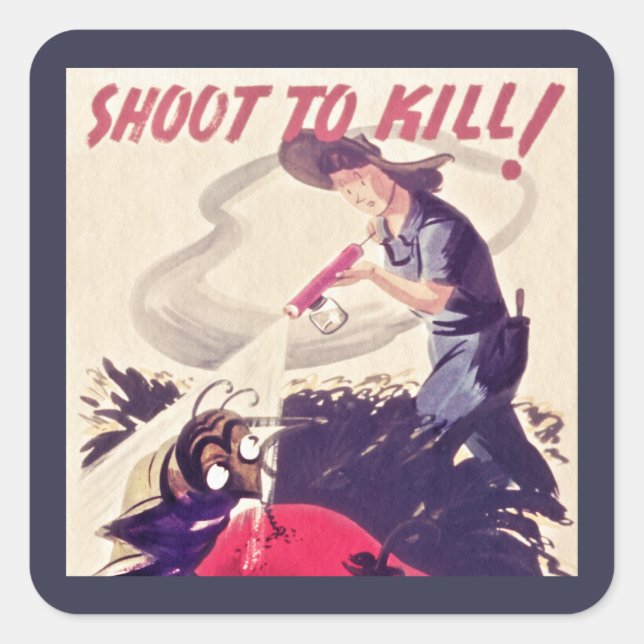 Sticker Carré Protégez votre jardin des insectes (Devant)