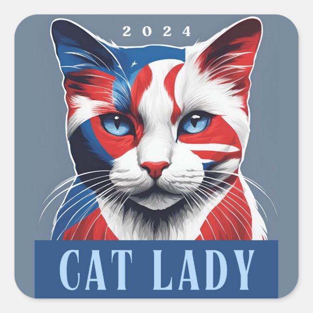 Sticker Carré Proud Cat Lady Democrat Élection américaine 2024 (Devant)