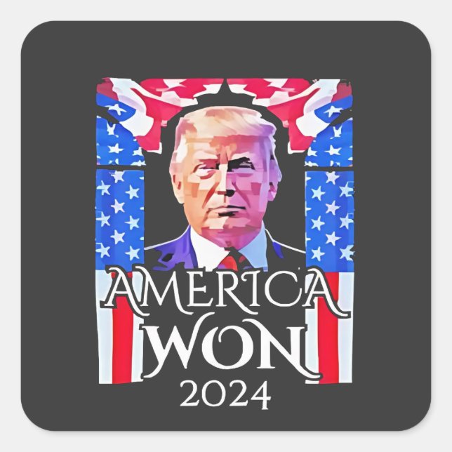 Sticker Carré Proud Maga American Trump Won 2024 Inaguration Day (Devant)