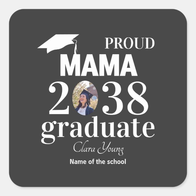 Sticker Carré Proud mama personalized graduation (Devant)