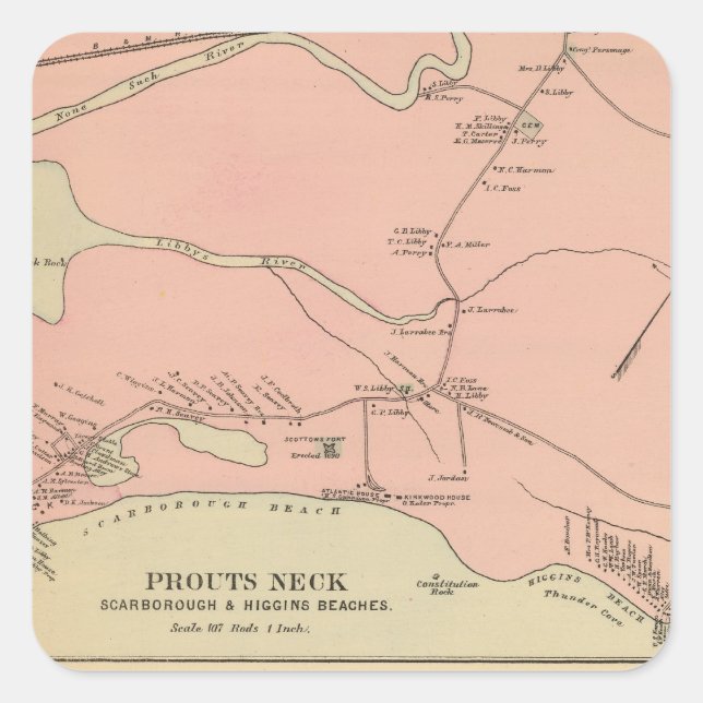 Sticker Carré Prouts Neck Scarborough, Higgins (Devant)