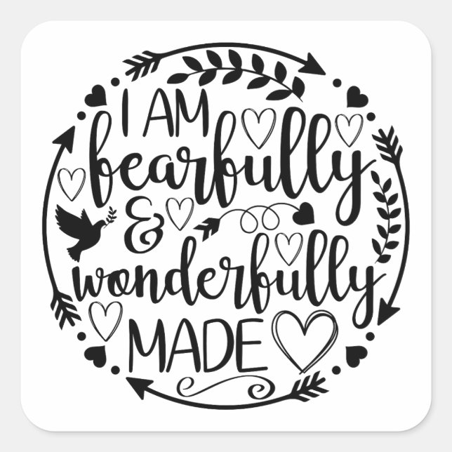 Sticker Carré Psalm 39 Wonderfully Made Christian Scripture  (Devant)