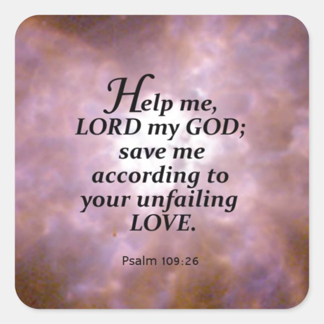 Sticker Carré Psaume 109:26 (Devant)