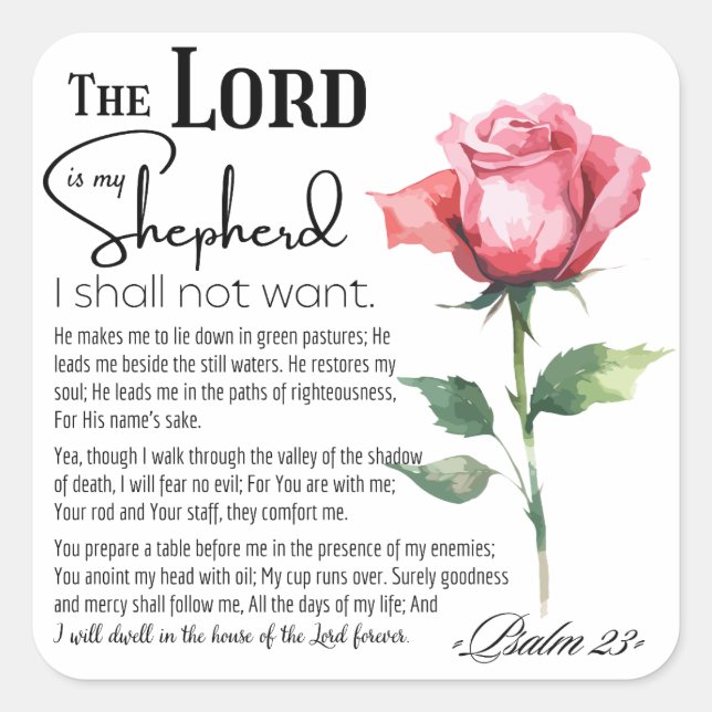 Sticker Carré Psaume 23 Le Seigneur est ma Fleur berger (Devant)