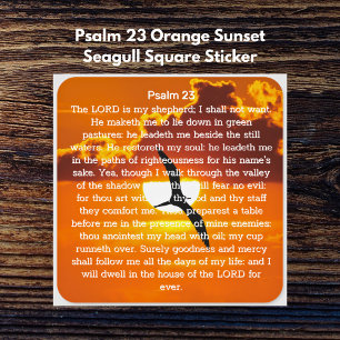 Sticker Carré Psaume 23 Mouette au coucher de soleil orange