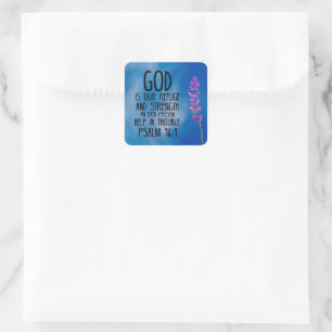 Sticker Carré Psaume 46:1 Art de verset de la Bible chrétienne