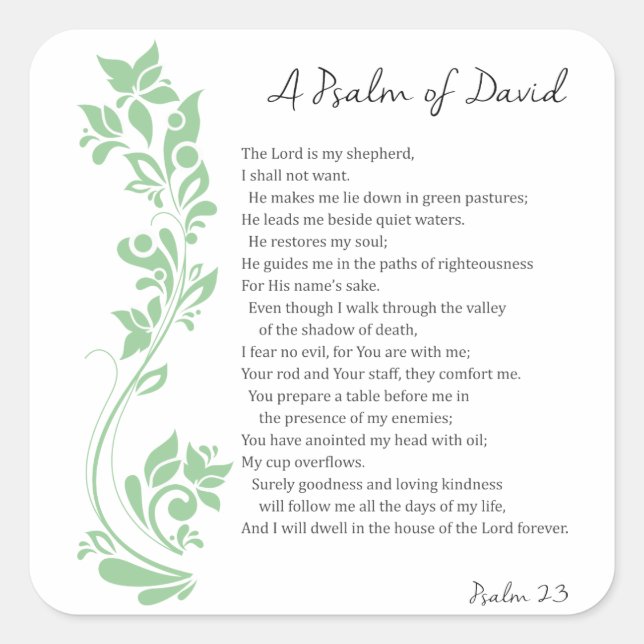 Sticker Carré Psaume de David Le Seigneur est mon berger Bible V (Devant)