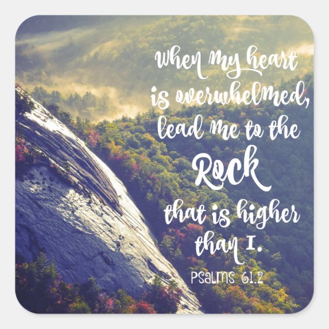 Sticker Carré Psaumes : Quand mon coeur est écrasé Verse (Devant)