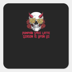 Sticker Carré PSL Citrouille épice fin saison Crâne automne