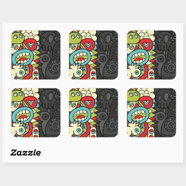 Sticker Carré Psychedelic Patterns (Feuille)