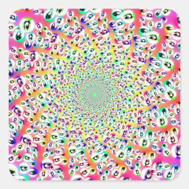 Sticker Carré Psychédélique Rainbow Eyes Mandala (Devant)