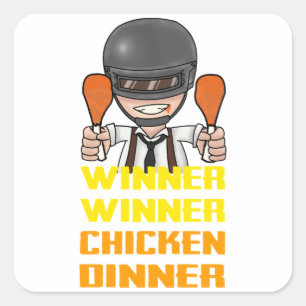 Sticker Carré PUBG - Gagnante, Gagnante du dîner de poulet
