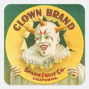 Sticker Carré Publicité vintage Clown Marque Fruit Sparr Co.