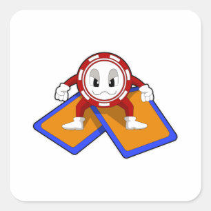 Sticker Carré Puces de poker avec cartes de poker