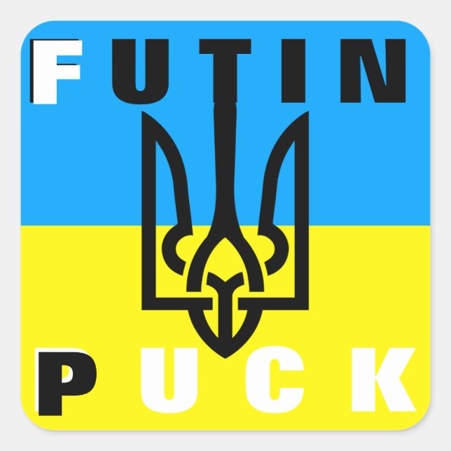 Sticker Carré Puck Futin - Liberté Ukraine Paix drapeau ukrainie (Devant)