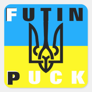 Sticker Carré Puck Futin - Liberté Ukraine Paix drapeau ukrainie