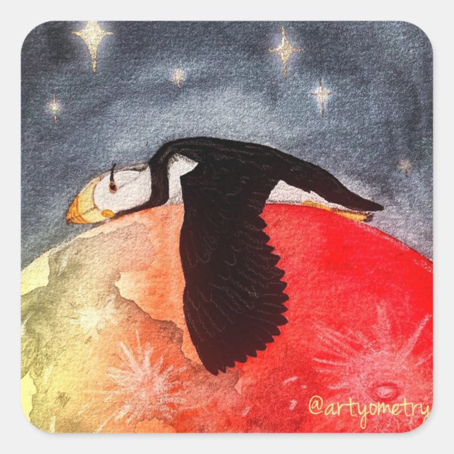 Sticker Carré Puffin dormant (Devant)