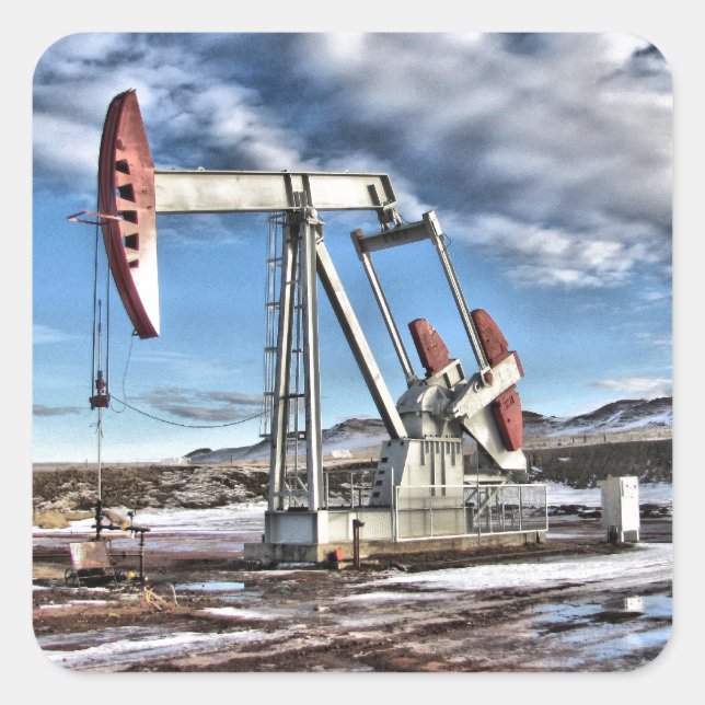 Sticker Carré Puits de pétrole (Devant)