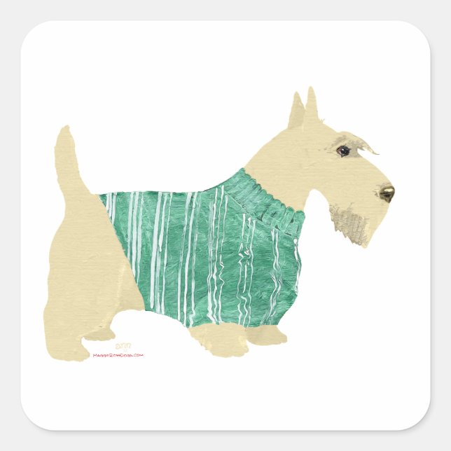 Sticker Carré Pull pour Scottish Terrier roux (Devant)
