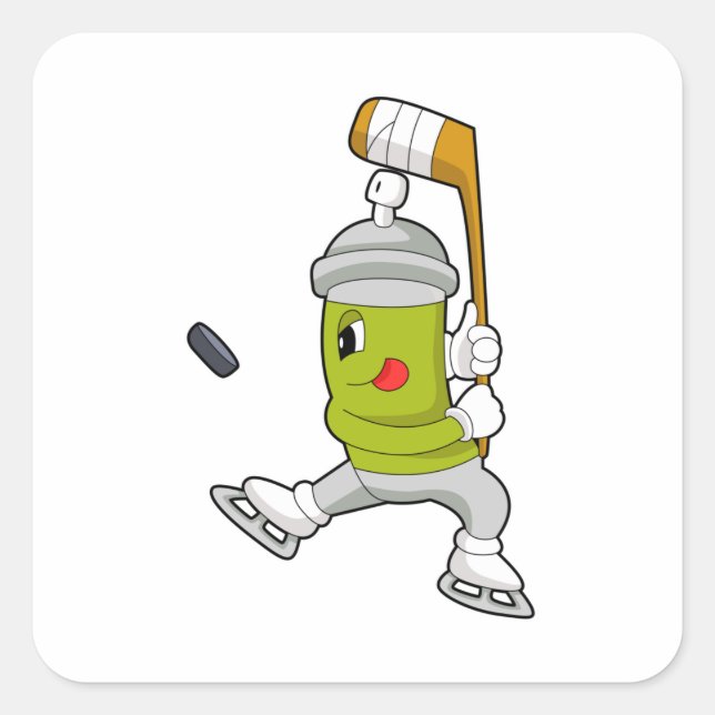 Sticker Carré Pulvérisateur de glace Hockey sur glace bâton de h (Devant)