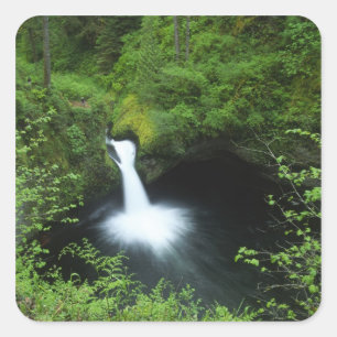 Sticker Carré Punchbowl Falls sur Eagle Creek, Columbia River