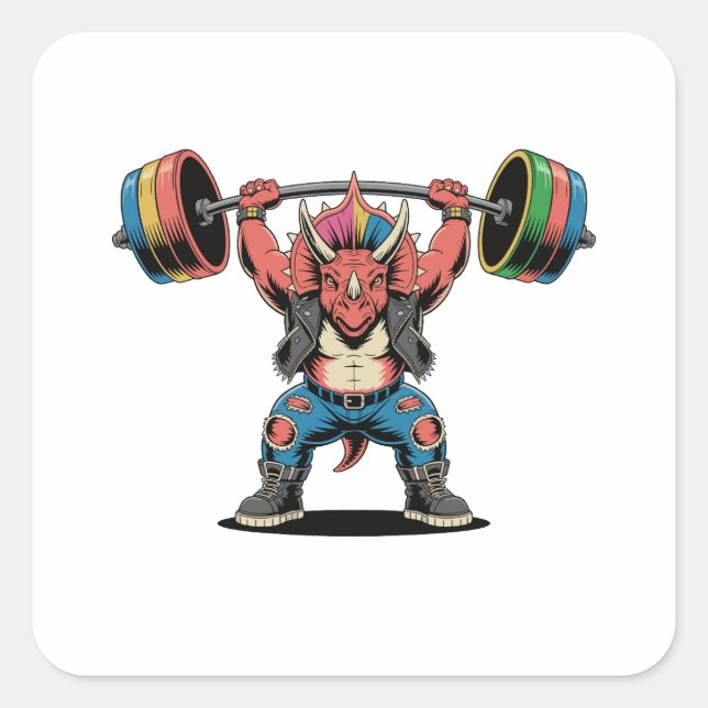 Sticker Carré Punk Rock Stegosaurus Dinosaur Jouer Guitare (Devant)