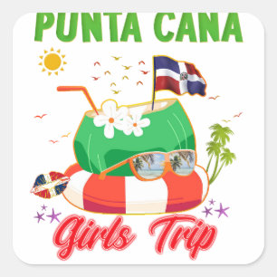 Sticker Carré Punta Cana République Dominicaine Voyage de filles