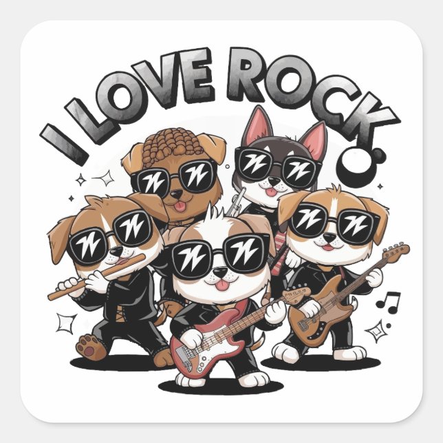 Sticker Carré Puppy rock band (Devant)