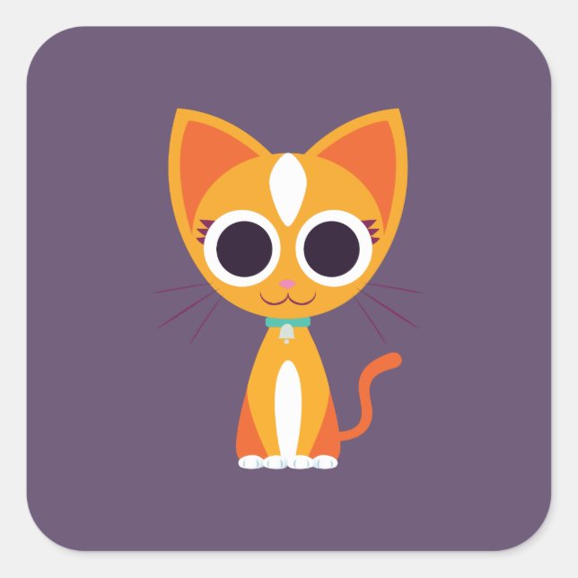 Sticker Carré Purler le chat (Devant)