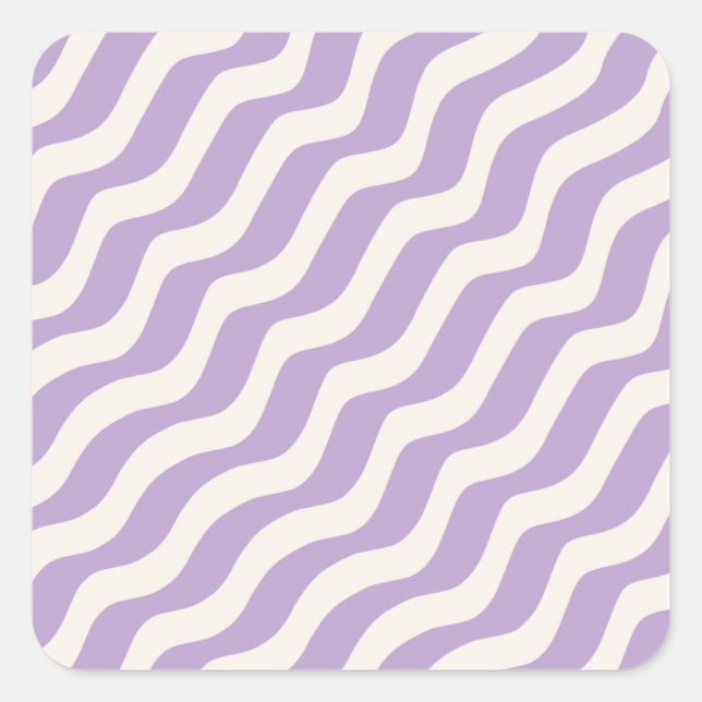 Sticker Carré Purple and Cream Wavy Lines Psychedelic stripes (Devant)
