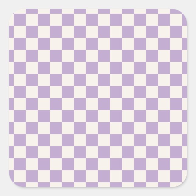 Sticker Carré Purple Check, Checkerboard Pattern, Checkered (Devant)