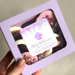 Sticker Carré Purple Cupcake Boulangerie Pâtisserie Chef Parties